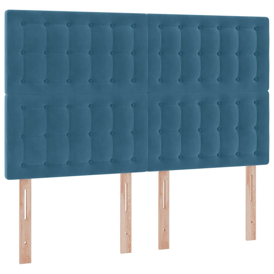 Opbergbed met LED met matras Donkerblauw 140 x 200 cm Fluweel