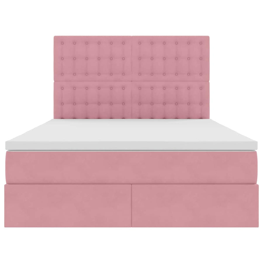Opbergbed met LED met matras Roze 140 x 200 cm Fluweel