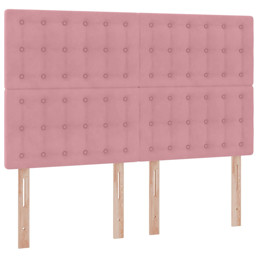 Opbergbed met LED met matras Roze 140 x 200 cm Fluweel