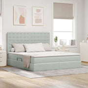 Opbergbed 160x200 cm lichtgrijs fluweel met matras