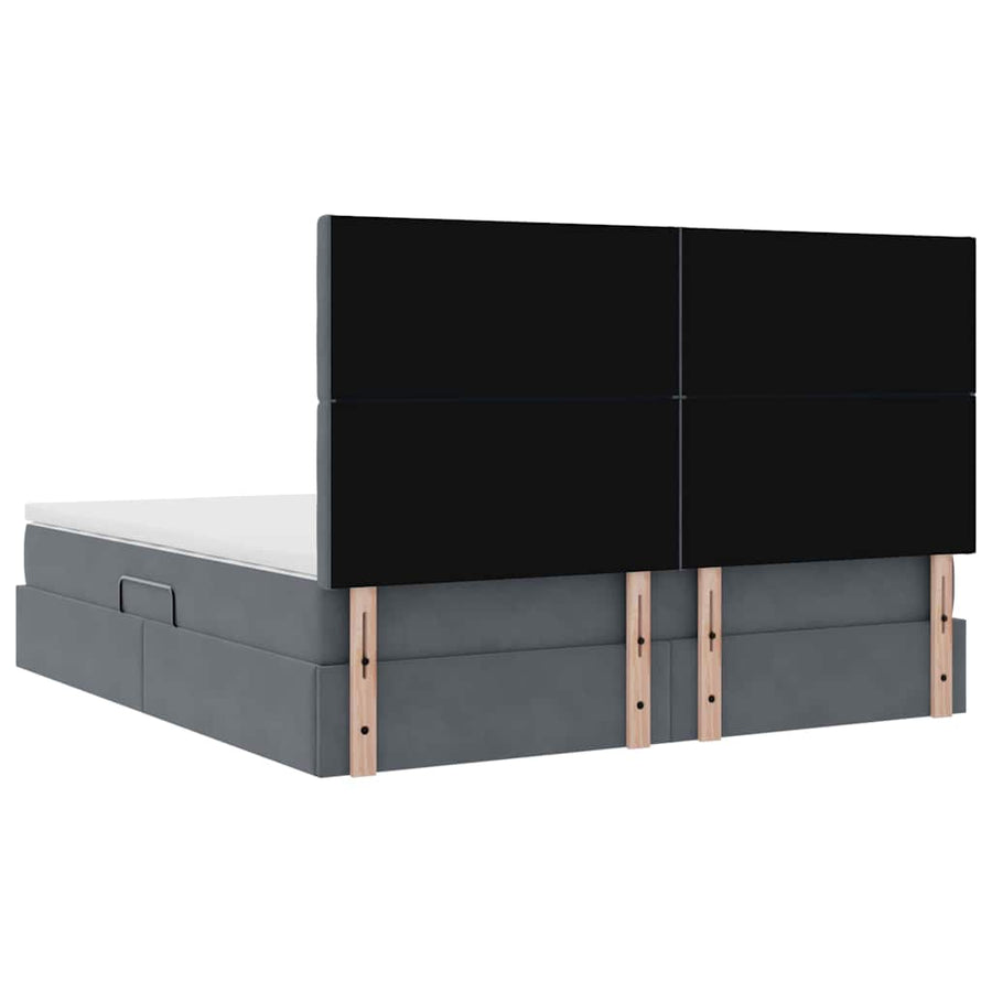Opbergbed met LED met matras Donkergrijs 160 x 200 cm Fluweel