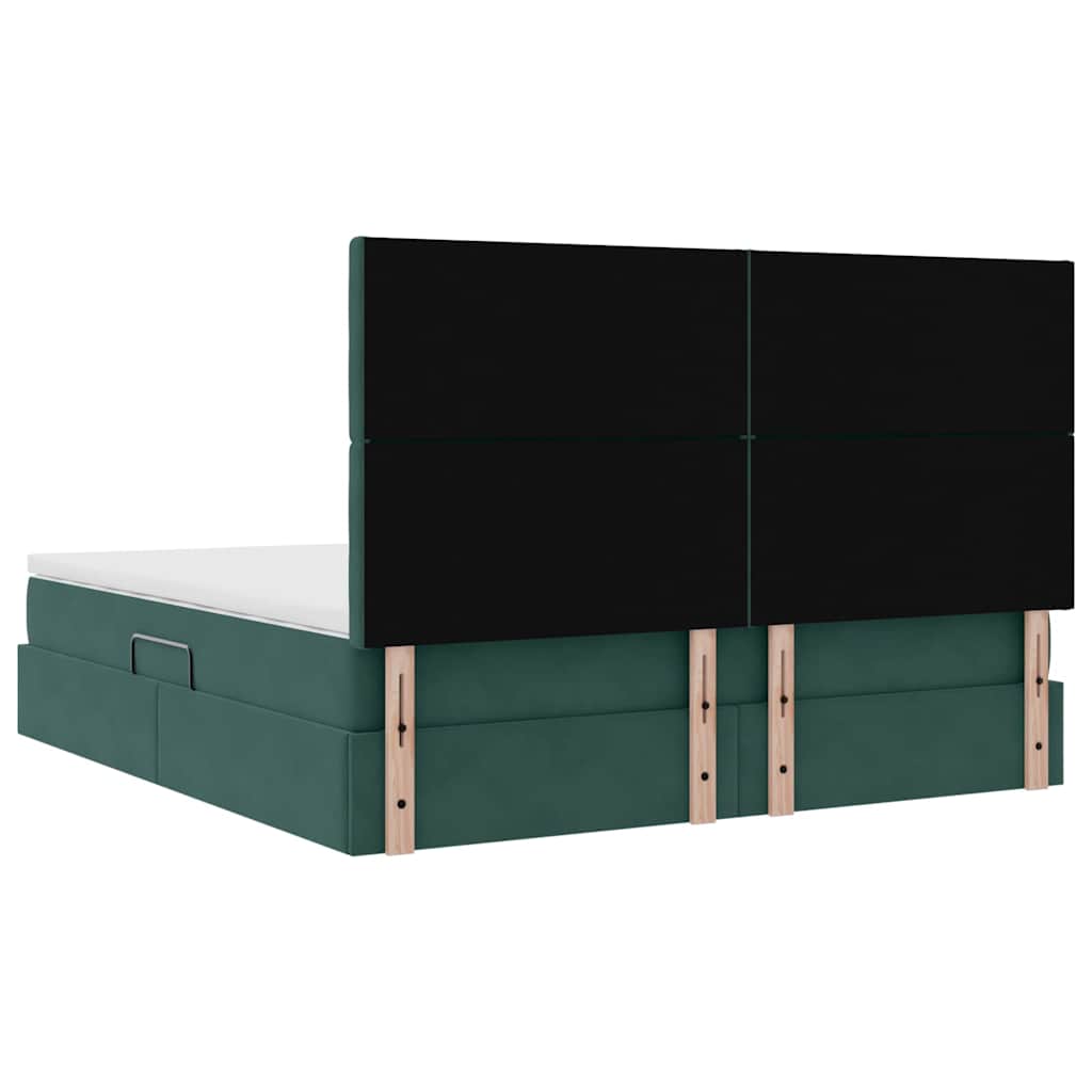 Opbergbed met LED met matras Donkergroen 160 x 200 cm Fluweel
