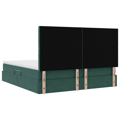 Opbergbed met LED met matras Donkergroen 160 x 200 cm Fluweel