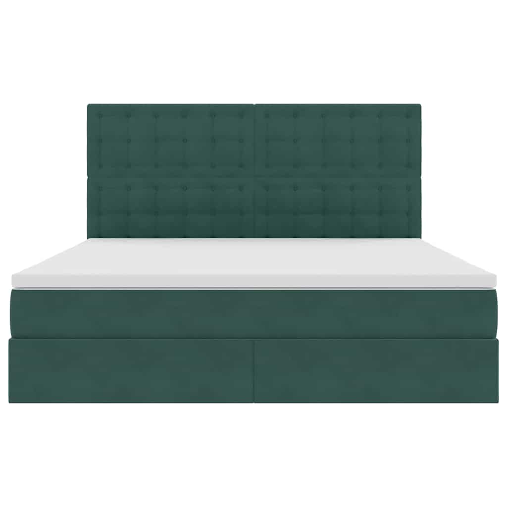 Opbergbed met LED met matras Donkergroen 160 x 200 cm Fluweel