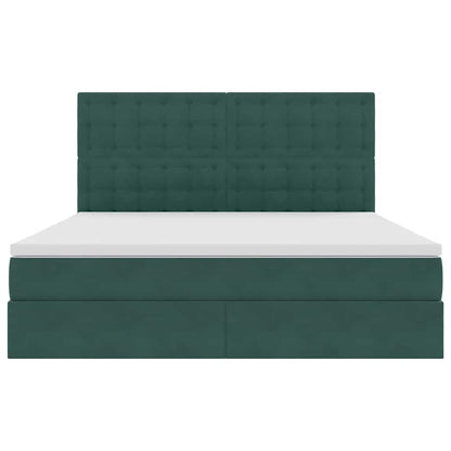 Opbergbed met LED met matras Donkergroen 160 x 200 cm Fluweel