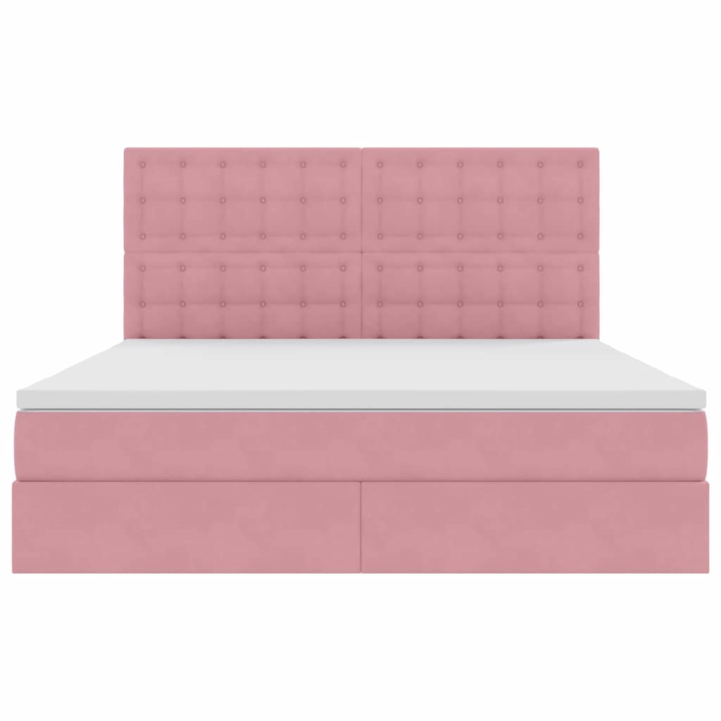 Opbergbed met LED met matras Roze 160 x 200 cm Fluweel