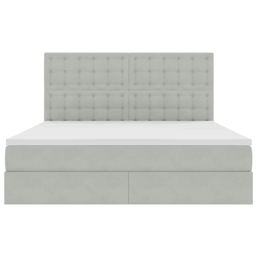 Opbergbed met LED met matras Lichtgrijs 180 x 200 cm Fluweel