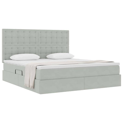Opbergbed met LED met matras Lichtgrijs 180 x 200 cm Fluweel