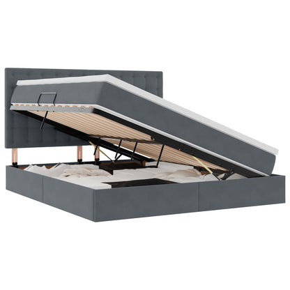 Opbergbed met LED met matras Donkergrijs 180 x 200 cm Fluweel
