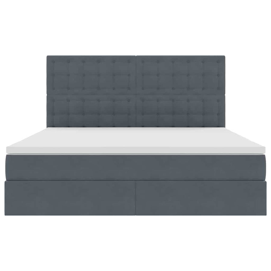 Opbergbed met LED met matras Donkergrijs 180 x 200 cm Fluweel