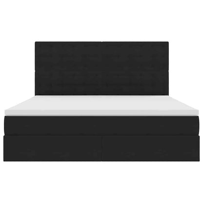 Opbergbed met LED met matras Zwart 180 x 200 cm Fluweel