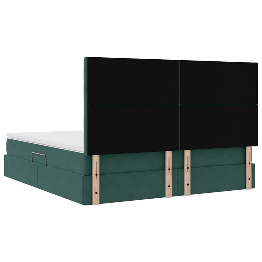 Opbergbed met LED met matras Donkergroen 180 x 200 cm Fluweel