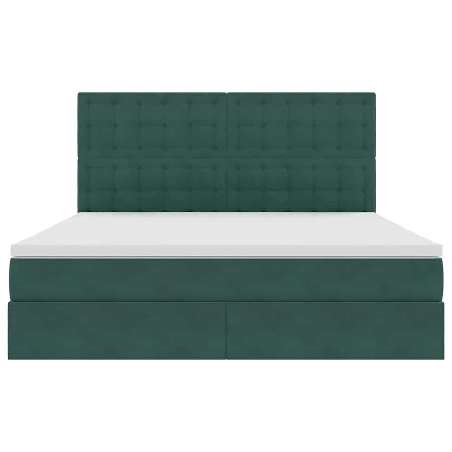 Opbergbed met LED met matras Donkergroen 180 x 200 cm Fluweel