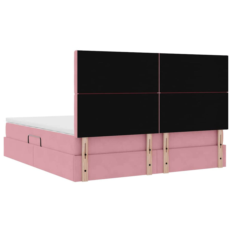 Opbergbed met LED met matras Roze 180 x 200 cm Fluweel