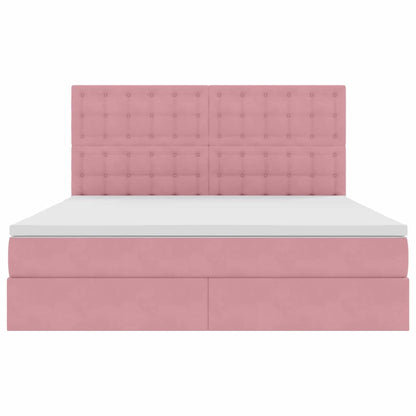 Opbergbed met LED met matras Roze 180 x 200 cm Fluweel