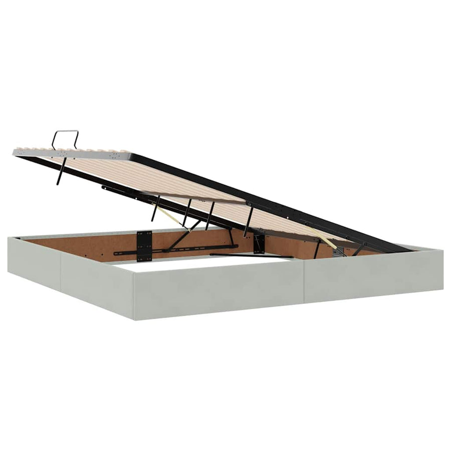 Opbergbed met LED met matras Lichtgrijs 200 x 200 cm Fluweel