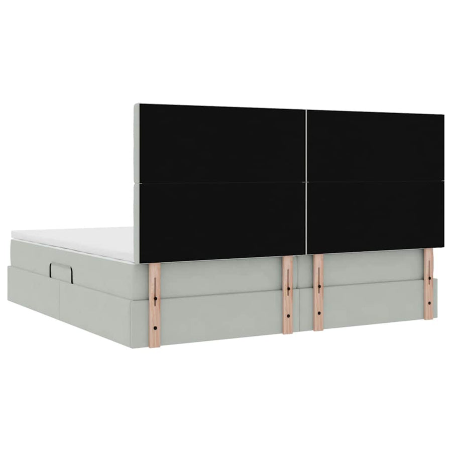 Opbergbed met LED met matras Lichtgrijs 200 x 200 cm Fluweel
