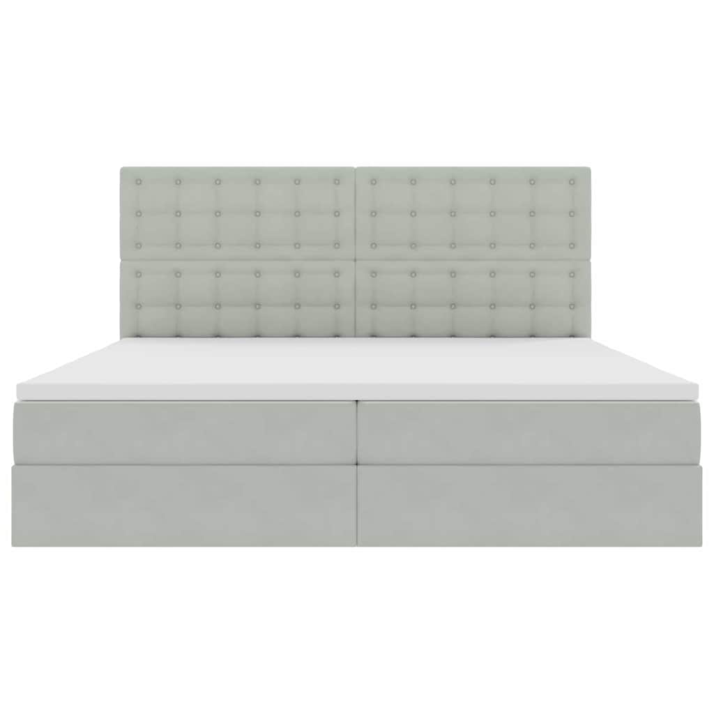 Opbergbed met LED met matras Lichtgrijs 200 x 200 cm Fluweel