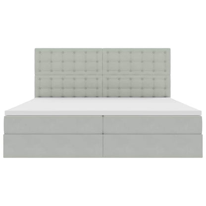 Opbergbed met LED met matras Lichtgrijs 200 x 200 cm Fluweel