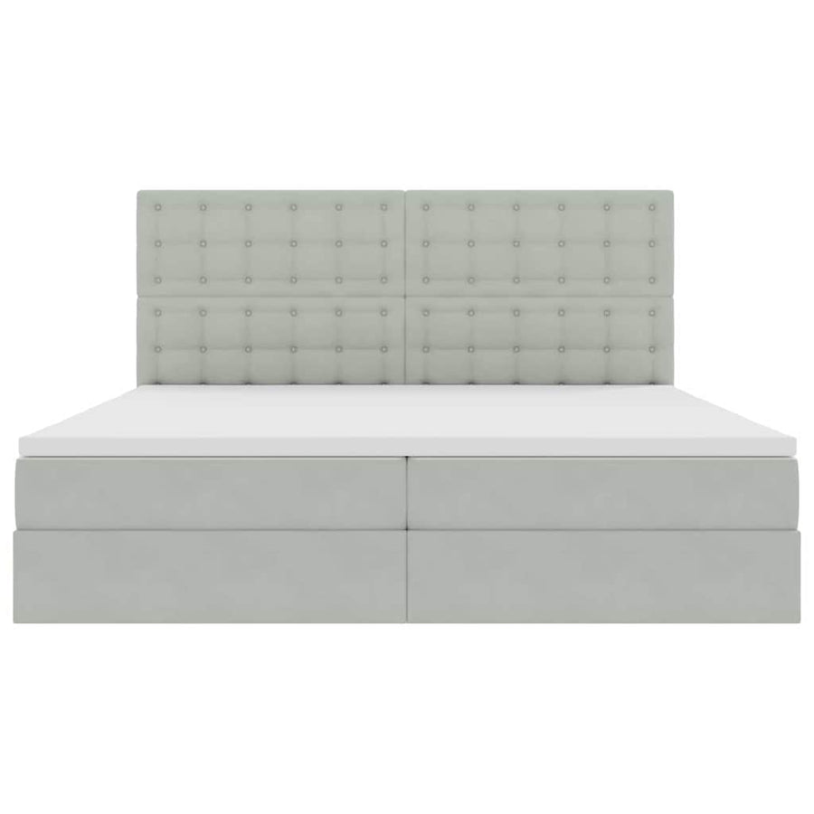 Opbergbed met LED met matras Lichtgrijs 200 x 200 cm Fluweel