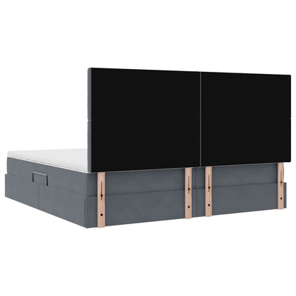 Opbergbed met LED met matras Donkergrijs 200 x 200 cm Fluweel