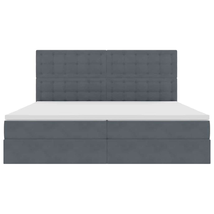 Opbergbed met LED met matras Donkergrijs 200 x 200 cm Fluweel
