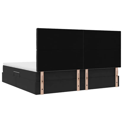 Opbergbed met LED met matras Zwart 200 x 200 cm Fluweel