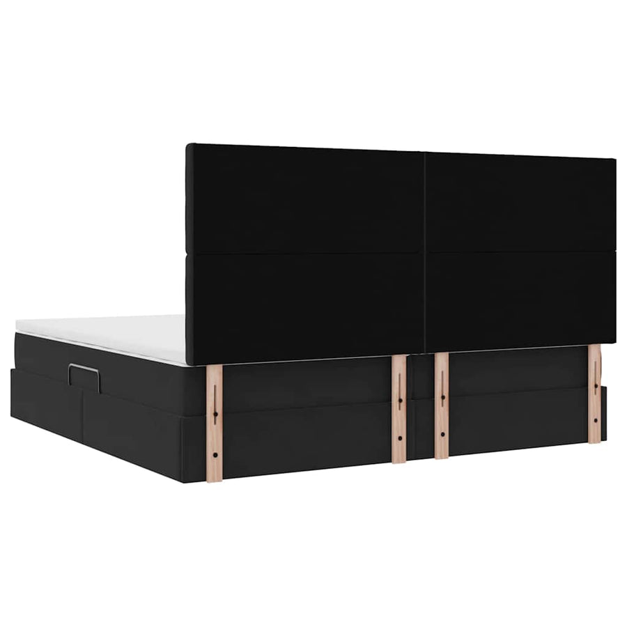 Opbergbed met LED met matras Zwart 200 x 200 cm Fluweel