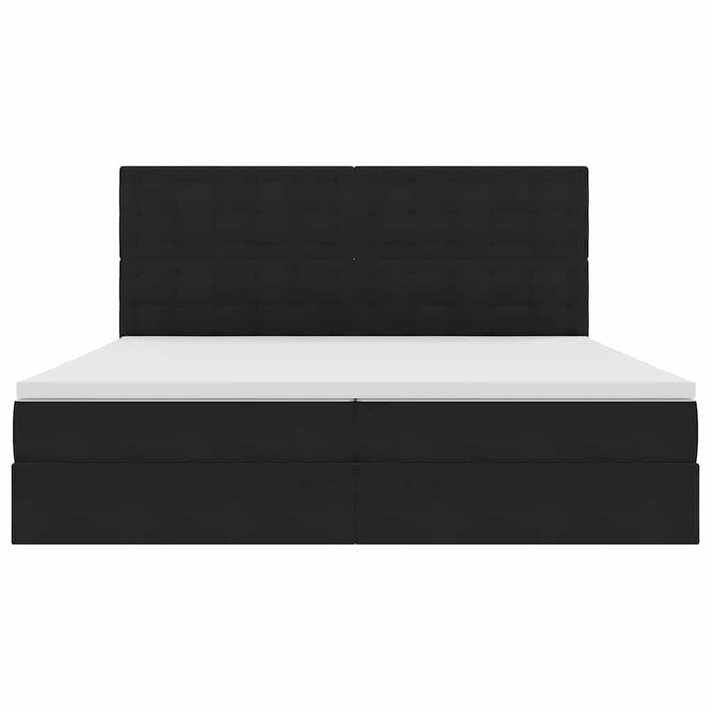 Opbergbed met LED met matras Zwart 200 x 200 cm Fluweel