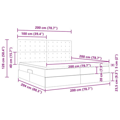 Opbergbed met LED met matras Zwart 200 x 200 cm Fluweel