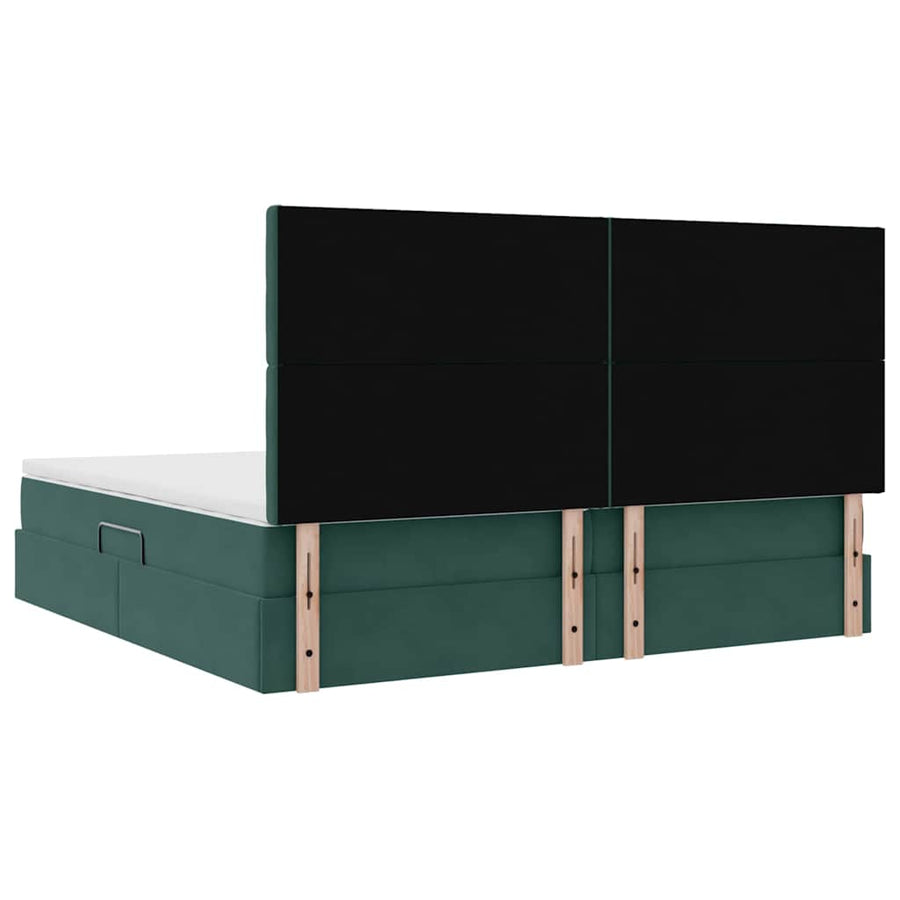 Opslag bed met matras Donkergroen 200 x 200 cm Fluweel