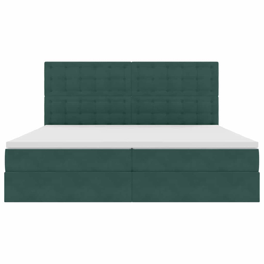 Opslag bed met matras Donkergroen 200 x 200 cm Fluweel