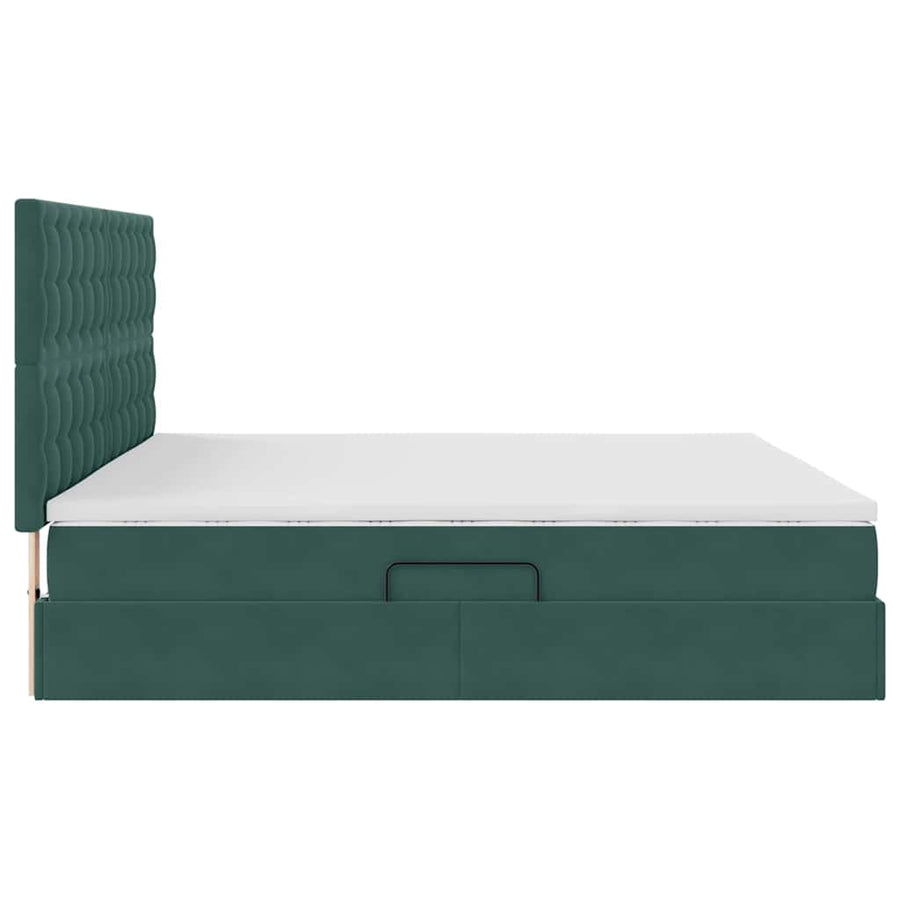Opslag bed met matras Donkergroen 200 x 200 cm Fluweel