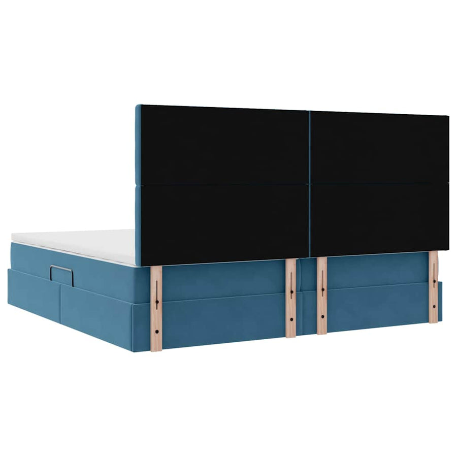 Opbergbed met LED met matras Donkerblauw 200 x 200 cm Fluweel