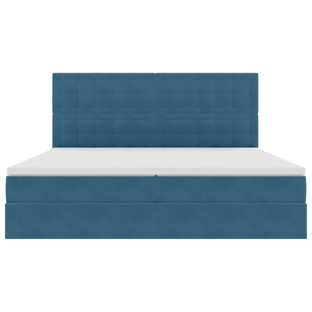 Opbergbed met LED met matras Donkerblauw 200 x 200 cm Fluweel