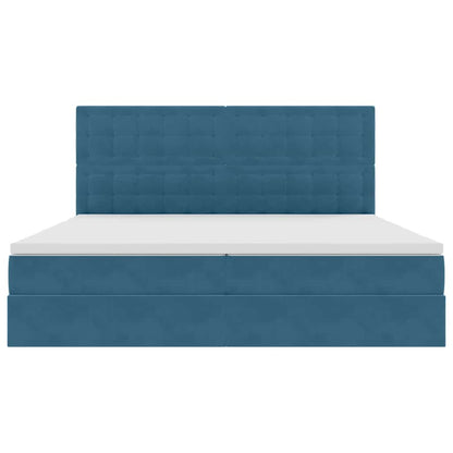 Opbergbed met LED met matras Donkerblauw 200 x 200 cm Fluweel