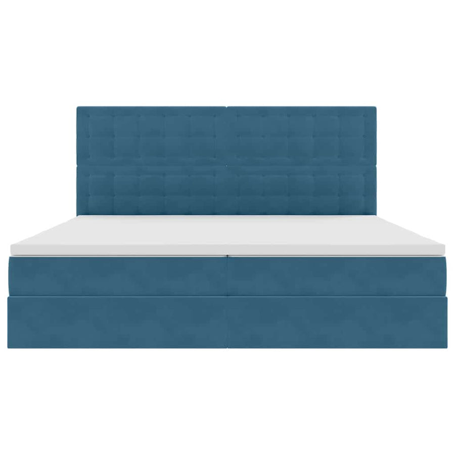 Opbergbed met LED met matras Donkerblauw 200 x 200 cm Fluweel
