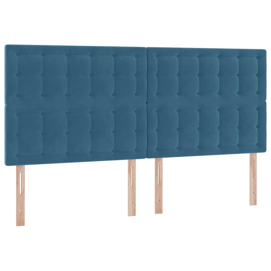 Opbergbed met LED met matras Donkerblauw 200 x 200 cm Fluweel