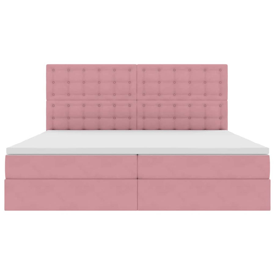 Opbergbed met LED met matras Roze 200 x 200 cm Fluweel
