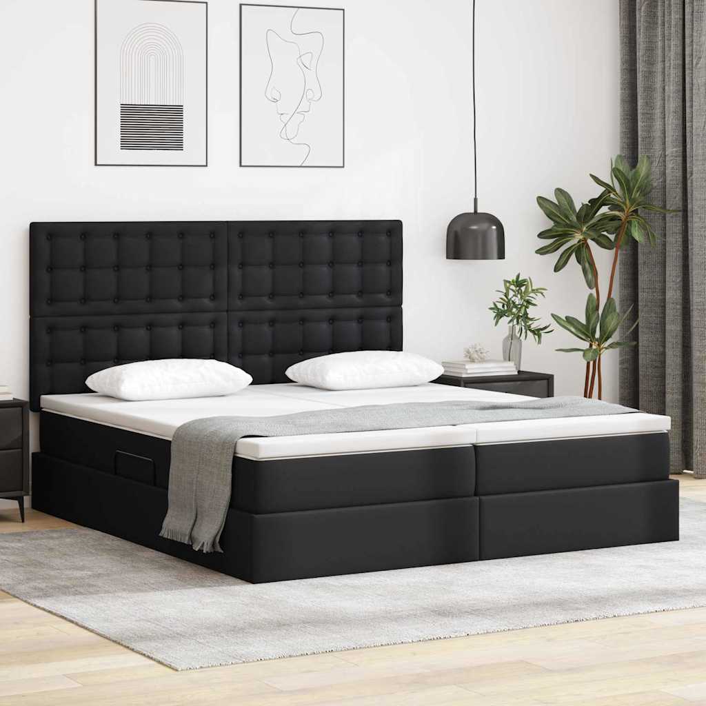Opbergbed met matras met matras Zwart 180 x 200 cm Nep Leer