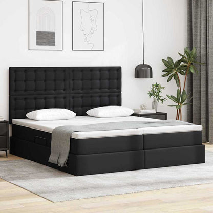 Opbergbed met matras met matras Zwart 180 x 200 cm Nep Leer