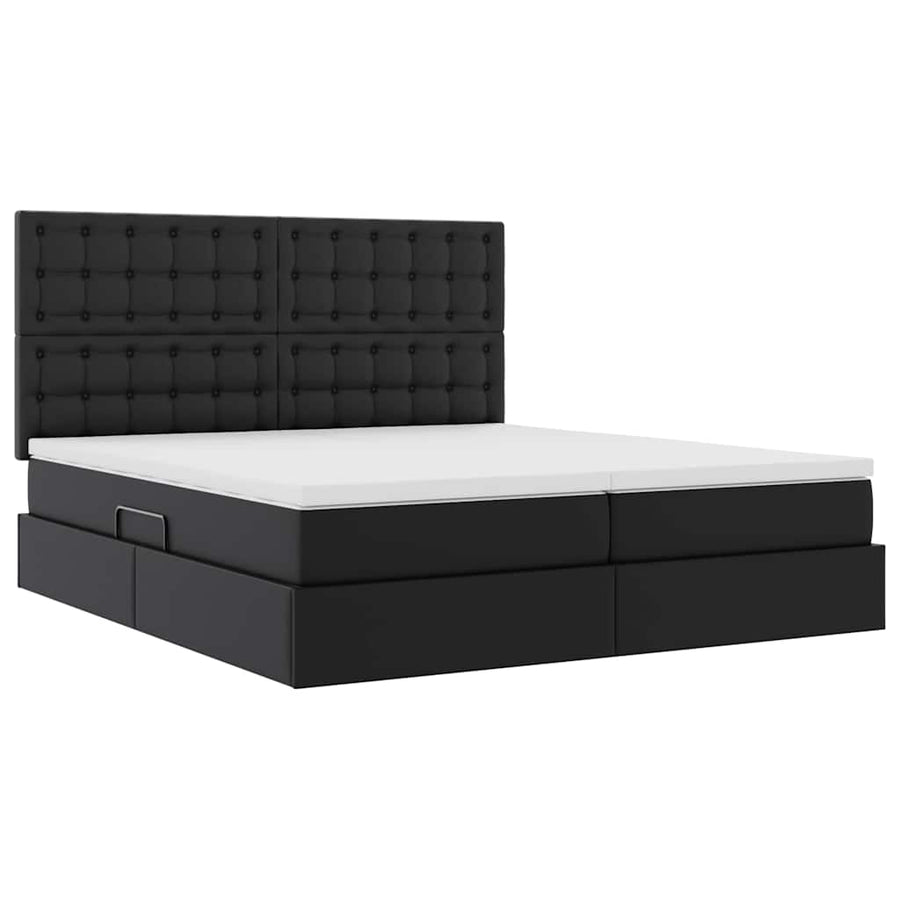Opbergbed met matras met matras Zwart 180 x 200 cm Nep Leer