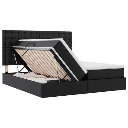 Opbergbed met matras met matras Zwart 180 x 200 cm Nep Leer