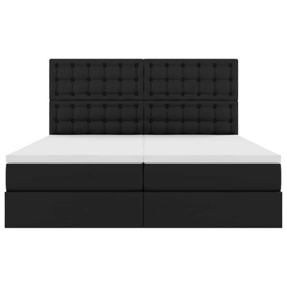 Opbergbed met matras met matras Zwart 180 x 200 cm Nep Leer