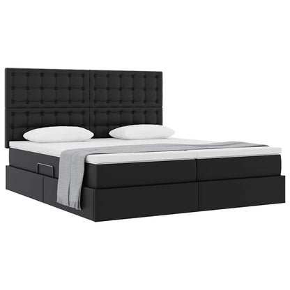 Opbergbed met matras met matras Zwart 180 x 200 cm Nep Leer