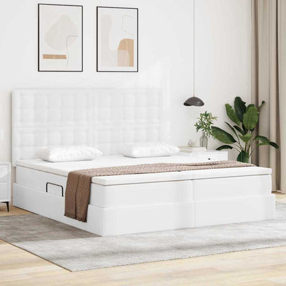 Opbergbed met matras met matras Puur Wit 180 x 200 cm Nep Leer