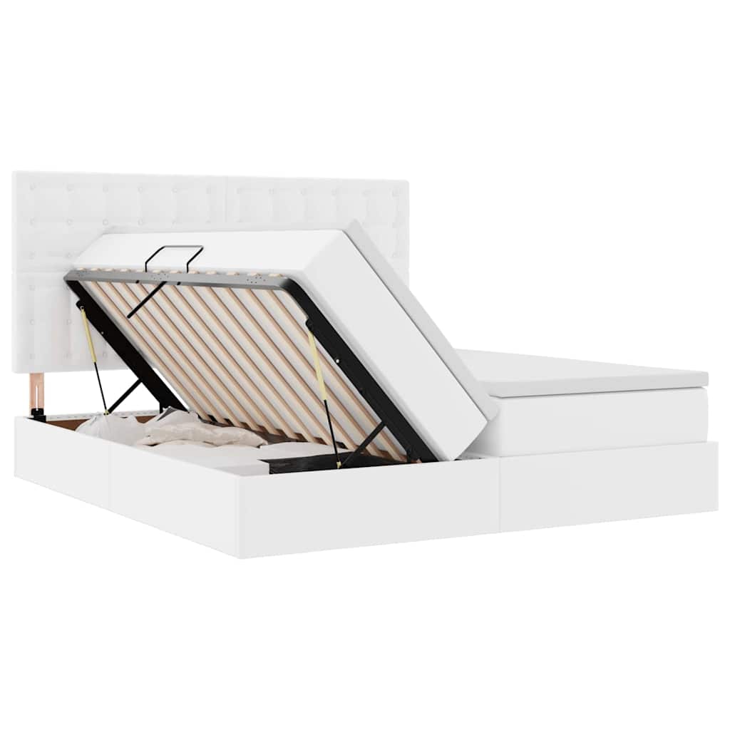 Opbergbed met matras met matras Puur Wit 180 x 200 cm Nep Leer