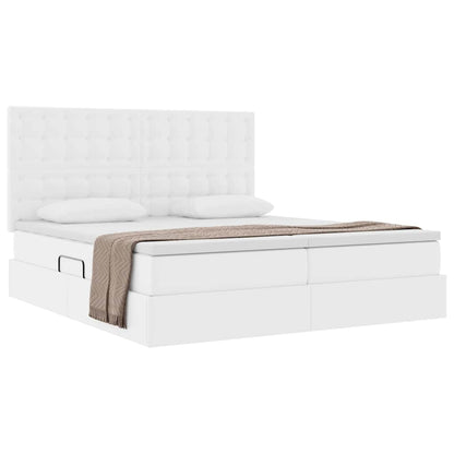 Opbergbed met matras met matras Puur Wit 180 x 200 cm Nep Leer