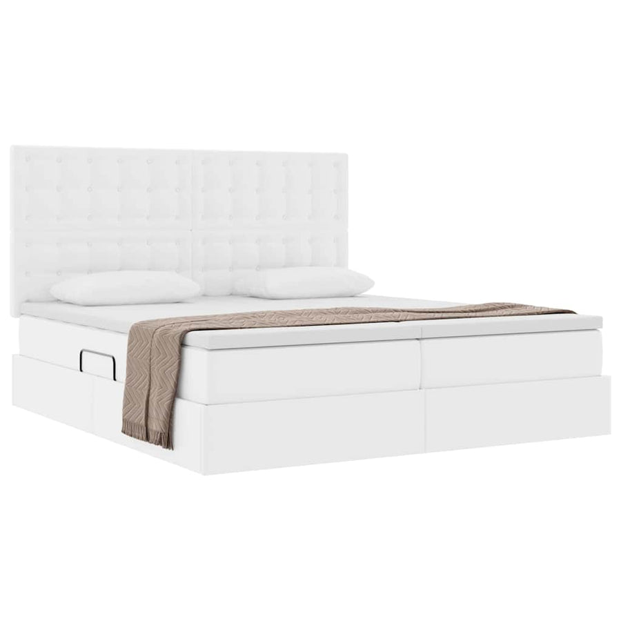 Opbergbed met matras met matras Puur Wit 180 x 200 cm Nep Leer