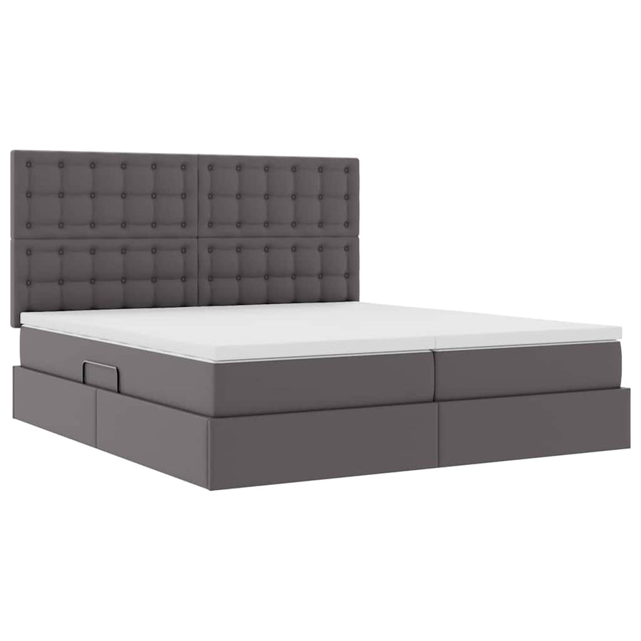 Opbergbed met matras met matras Grijs 180 x 200 cm Nep Leer